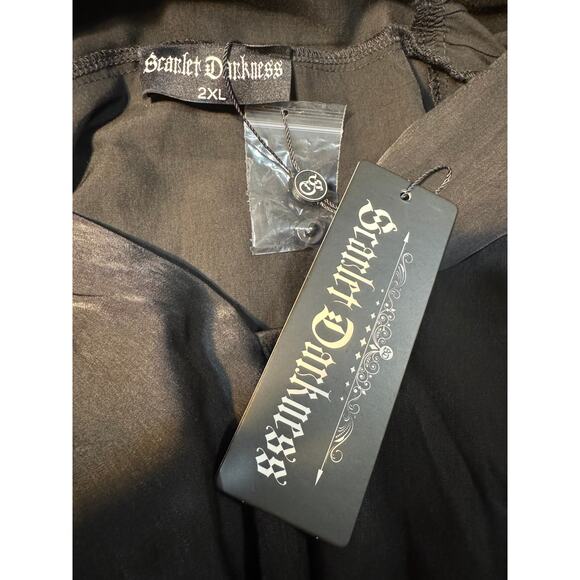 NWT SCARLET DARKNESS Victorian Blouse Black Short Sleeve Ruffle Shirt 2XL - Picture 7 of 8